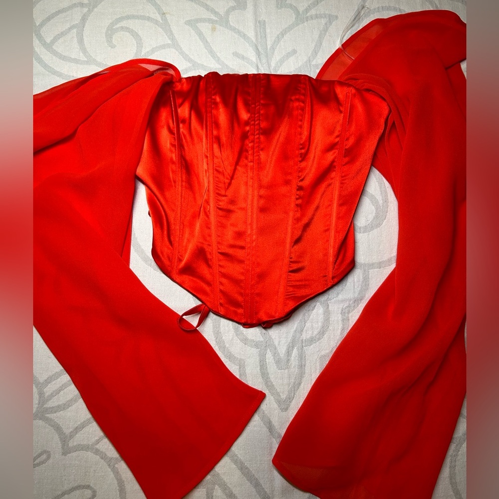 Red Corset Crop Top Paloma Satin Fashion Nova